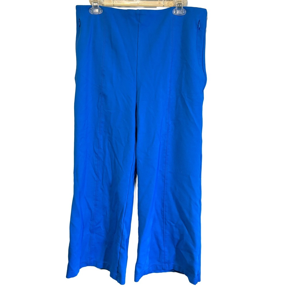 LOFT Blue Wide Leg Crop Pants Side Zip Seam Detail Casual Trousers Womens XL